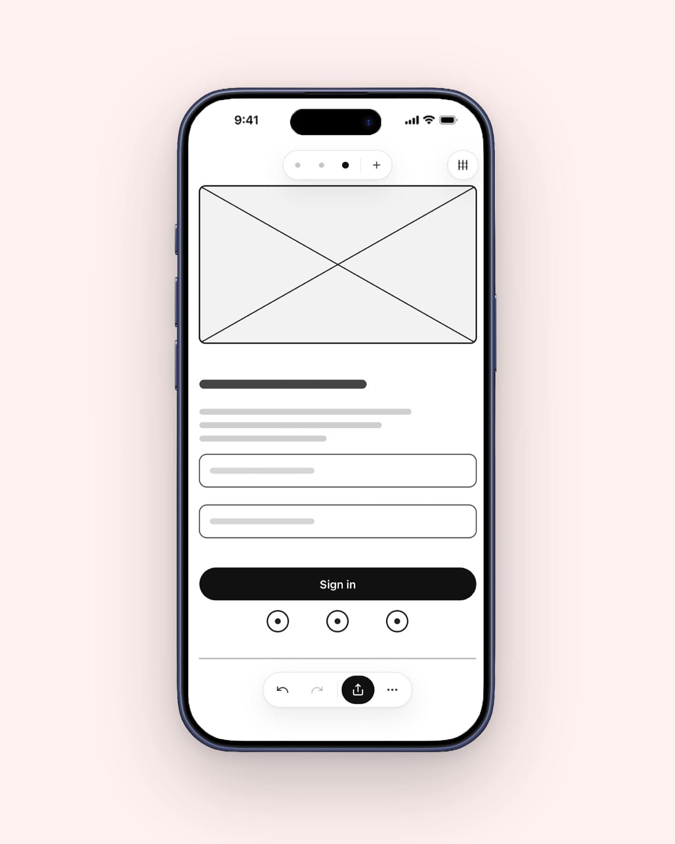 DoodleWire: A finished sign in wireframe