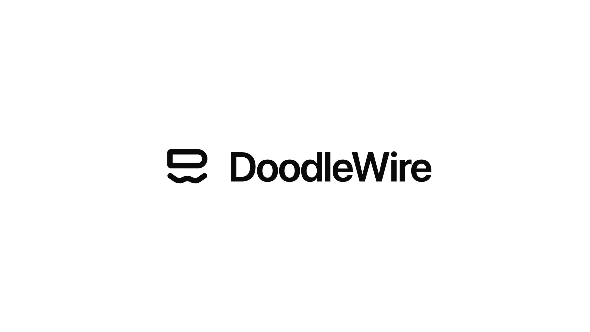 The DoodleWire mark and wordmark in black on white