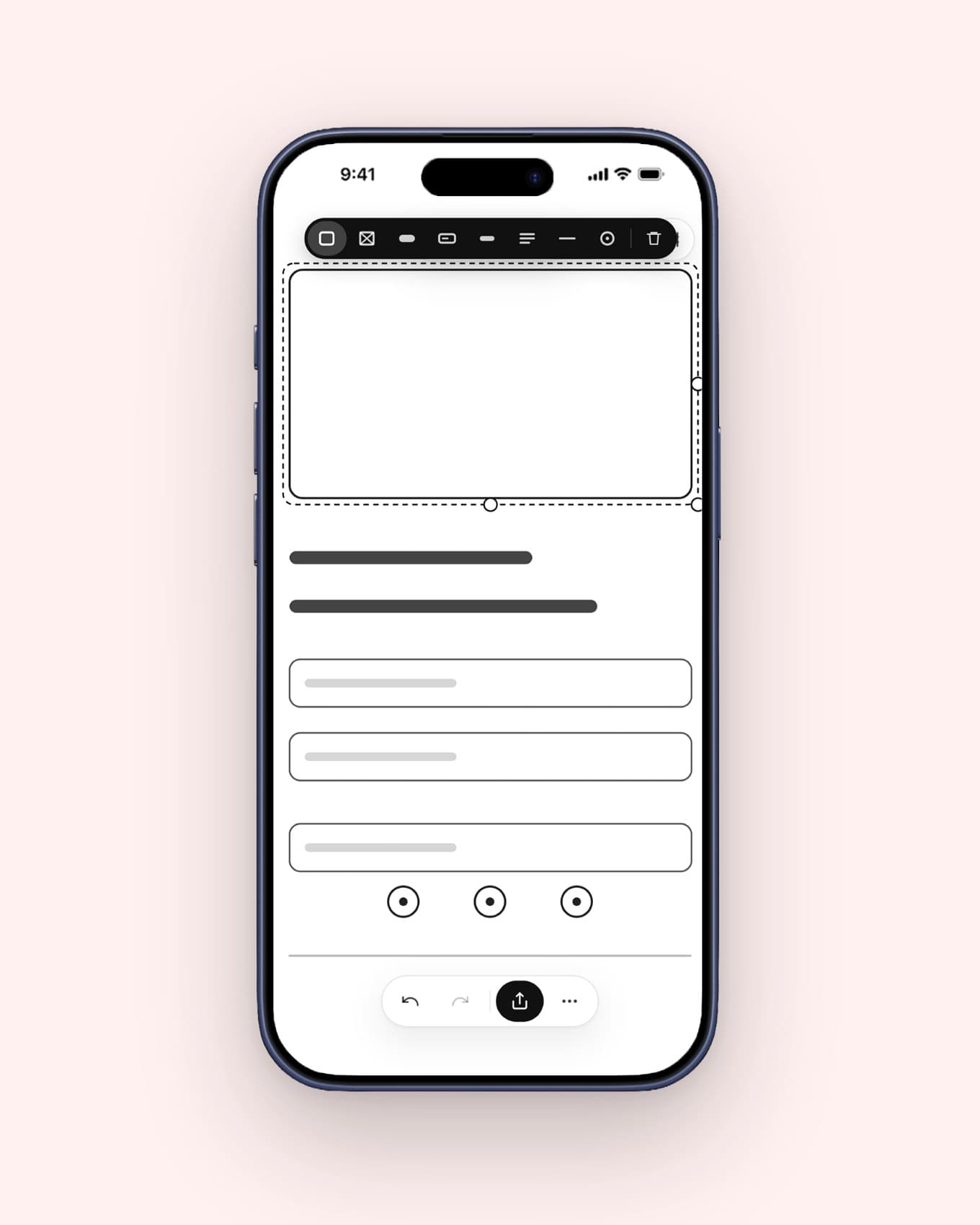 DoodleWire on an iPhone, editing an image placeholder